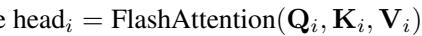 FlashAttention mechanism equation.