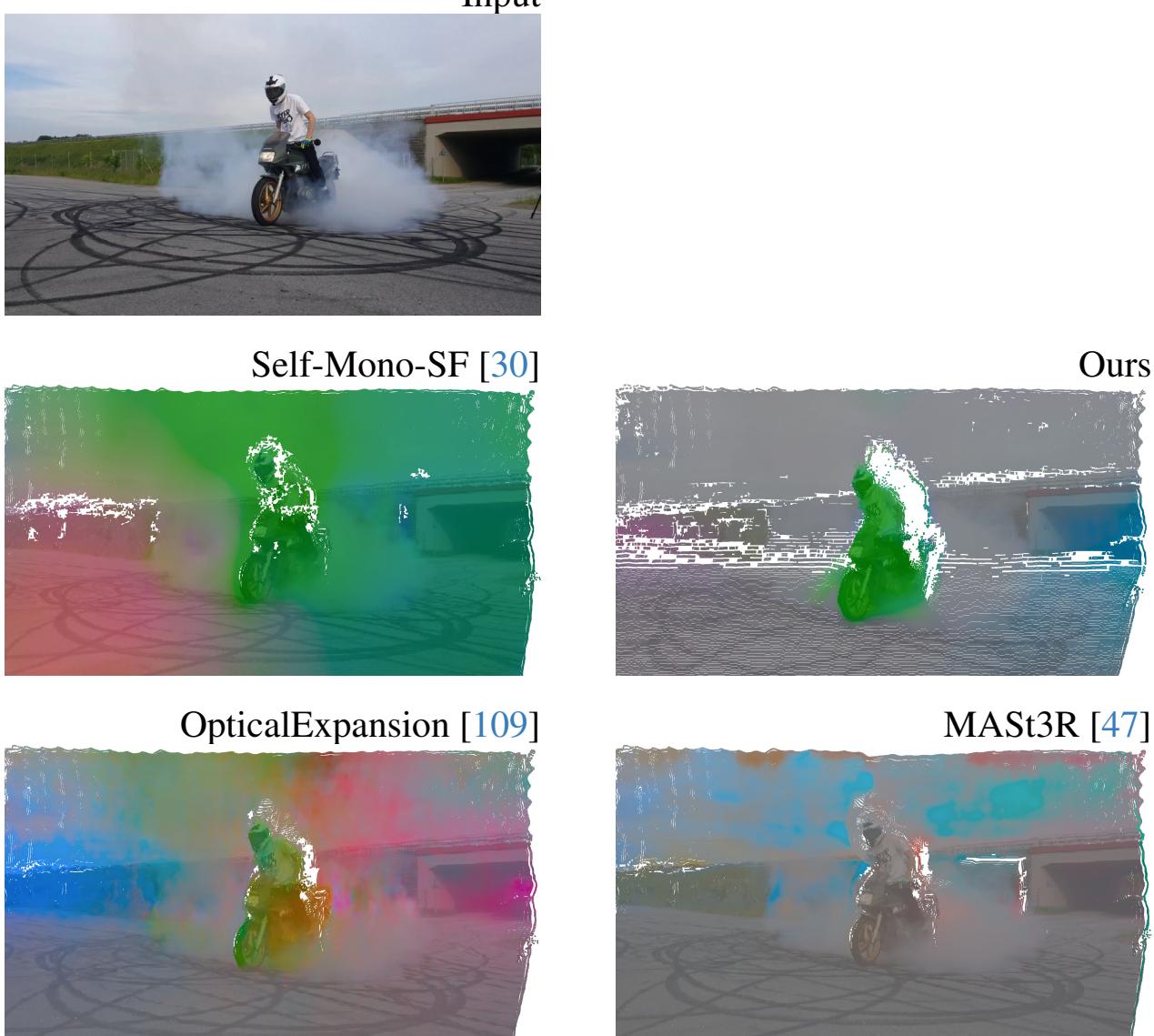 Figure 9. Qualitative result on DAVIS dataset showing a motorcycle.