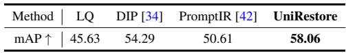 Table showing extendability performance on Object Detection.