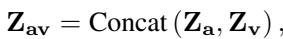 Equation for concatenating audio and video features.