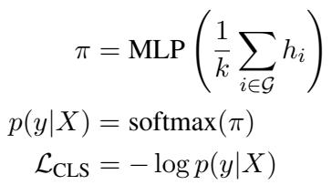 公式 1: 仅使用选中 Token 的分类目标函数。