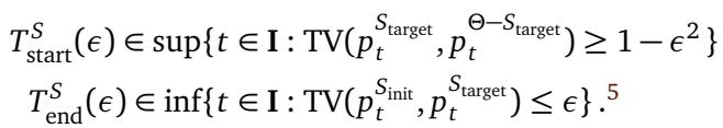 Definitions of T_start and T_end based on Total Variation distance.