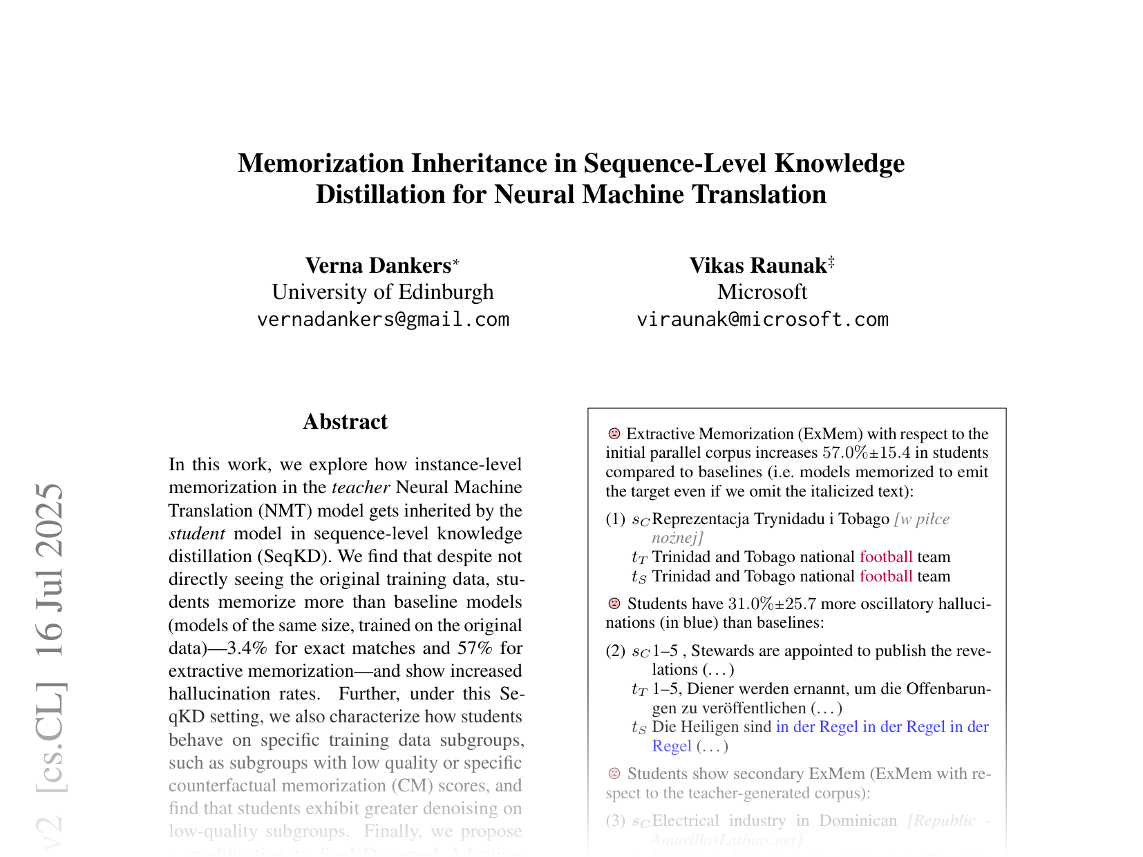 [Memorization Inheritance in Sequence-Level Knowledge Distillation for Neural Machine Translation 🔗](https://arxiv.org/abs/2502.01491)