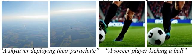 Images showing limitations: skydiver and soccer ball.