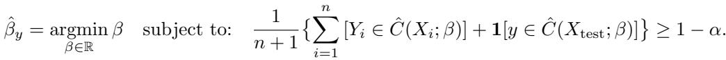 Equation for finding beta hat for a specific label y using calibration data.