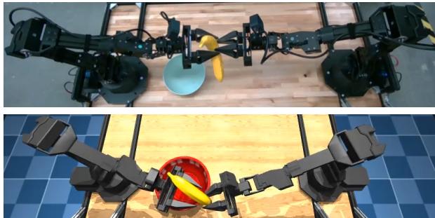 HandOverBanana Task: Real vs Sim