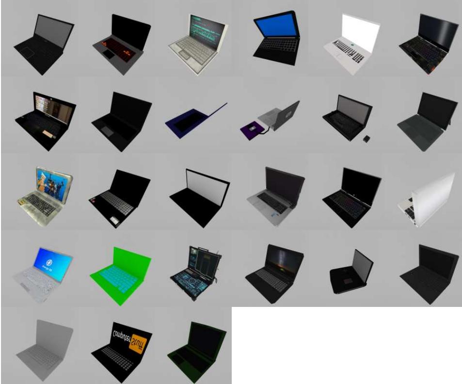 Comparison of original training laptops vs. generated laptops.