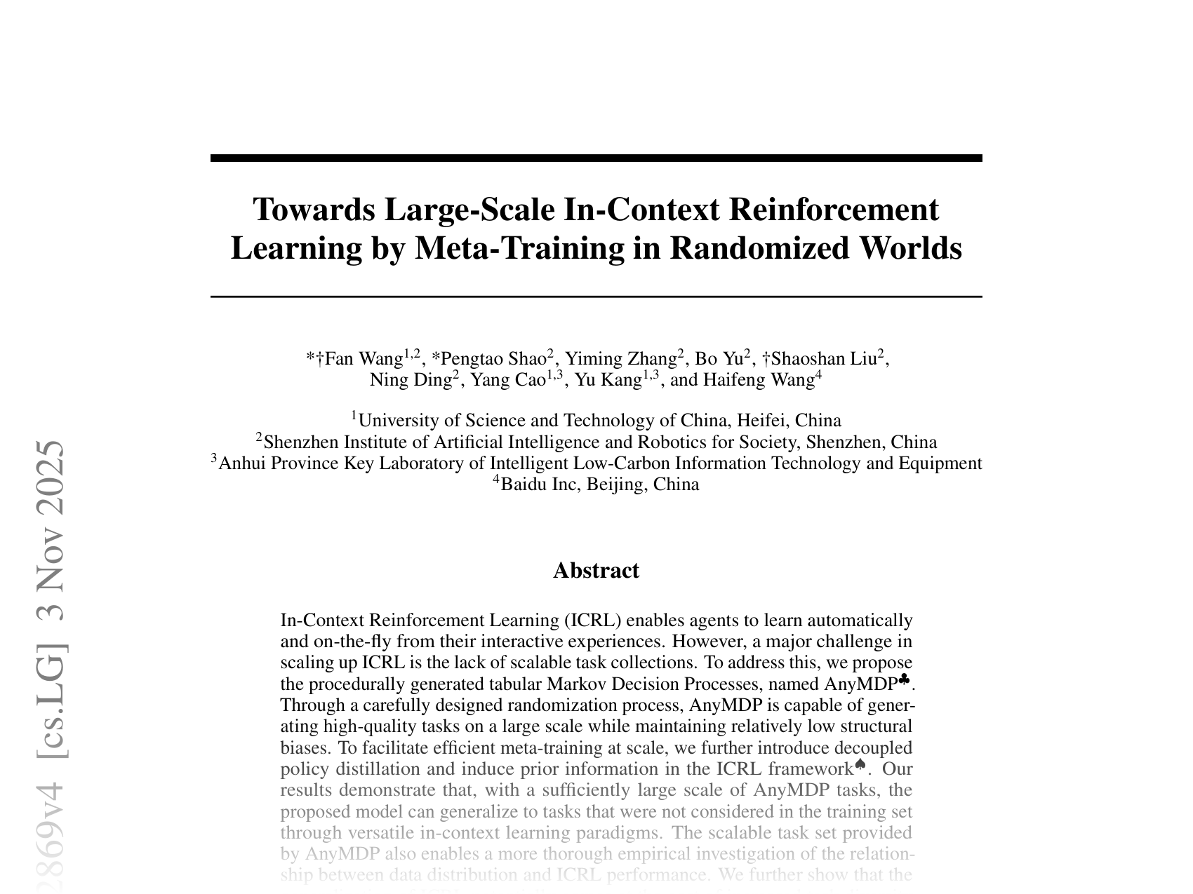 [Towards Large-Scale In-Context Reinforcement Learning by Meta-Training in Randomized Worlds 🔗](https://arxiv.org/abs/2502.02869)