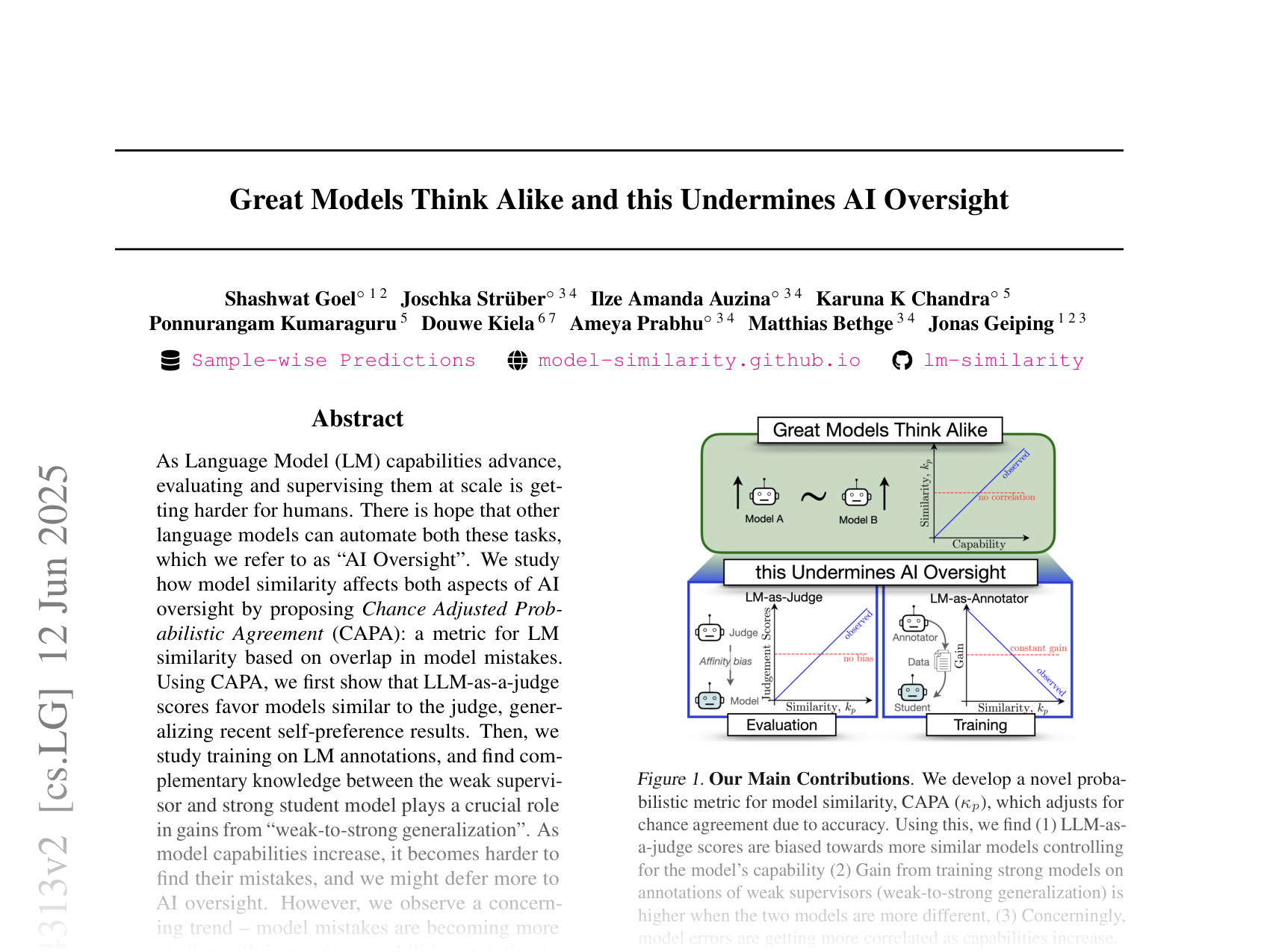 [Great Models Think Alike and this Undermines AI Oversight 🔗](https://arxiv.org/abs/2502.04313)