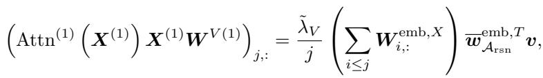 Equation showing the attention output as an average.