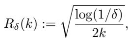 The definition of the Hoeffding error term R_delta.