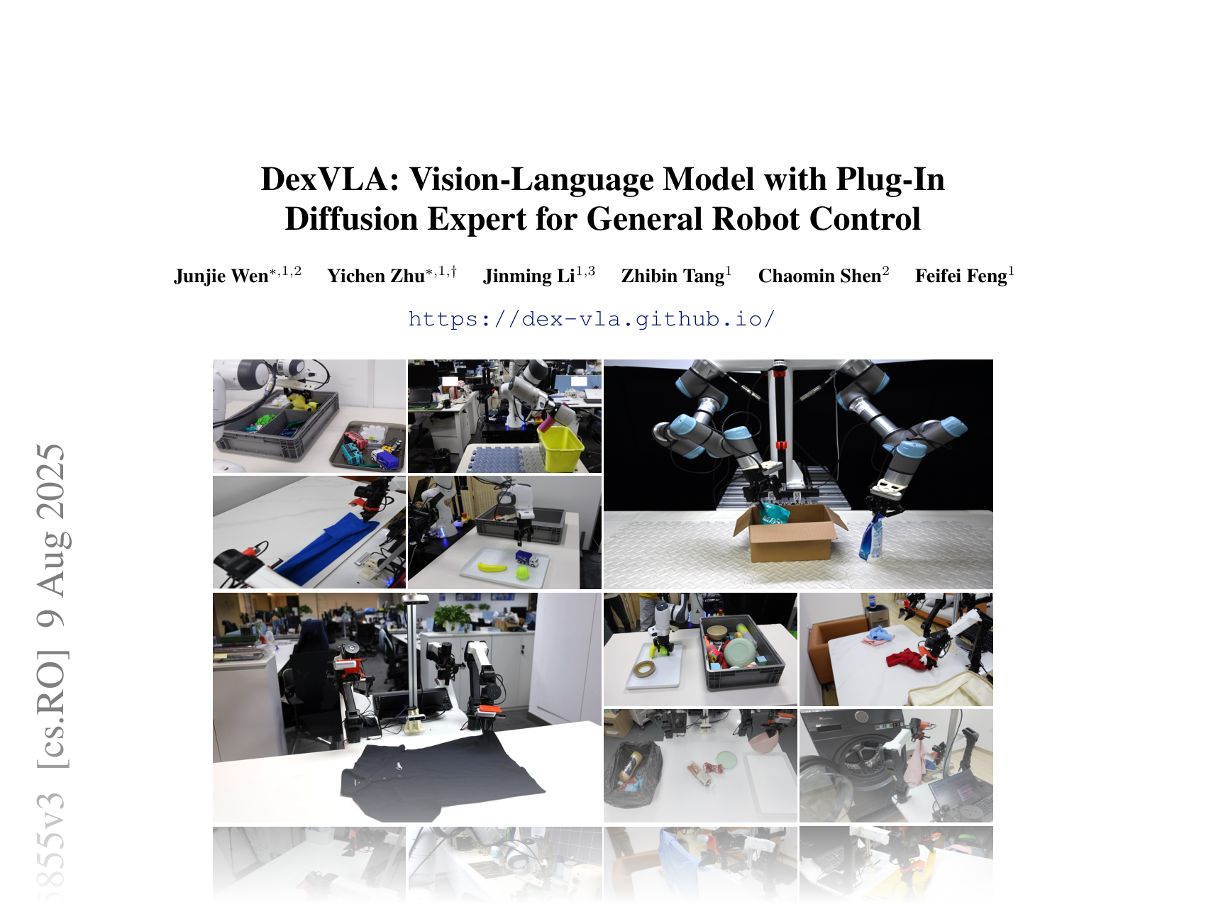 [DexVLA: Vision-Language Model with Plug-In Diffusion Expert for General Robot Control 🔗](https://arxiv.org/abs/2502.05855)