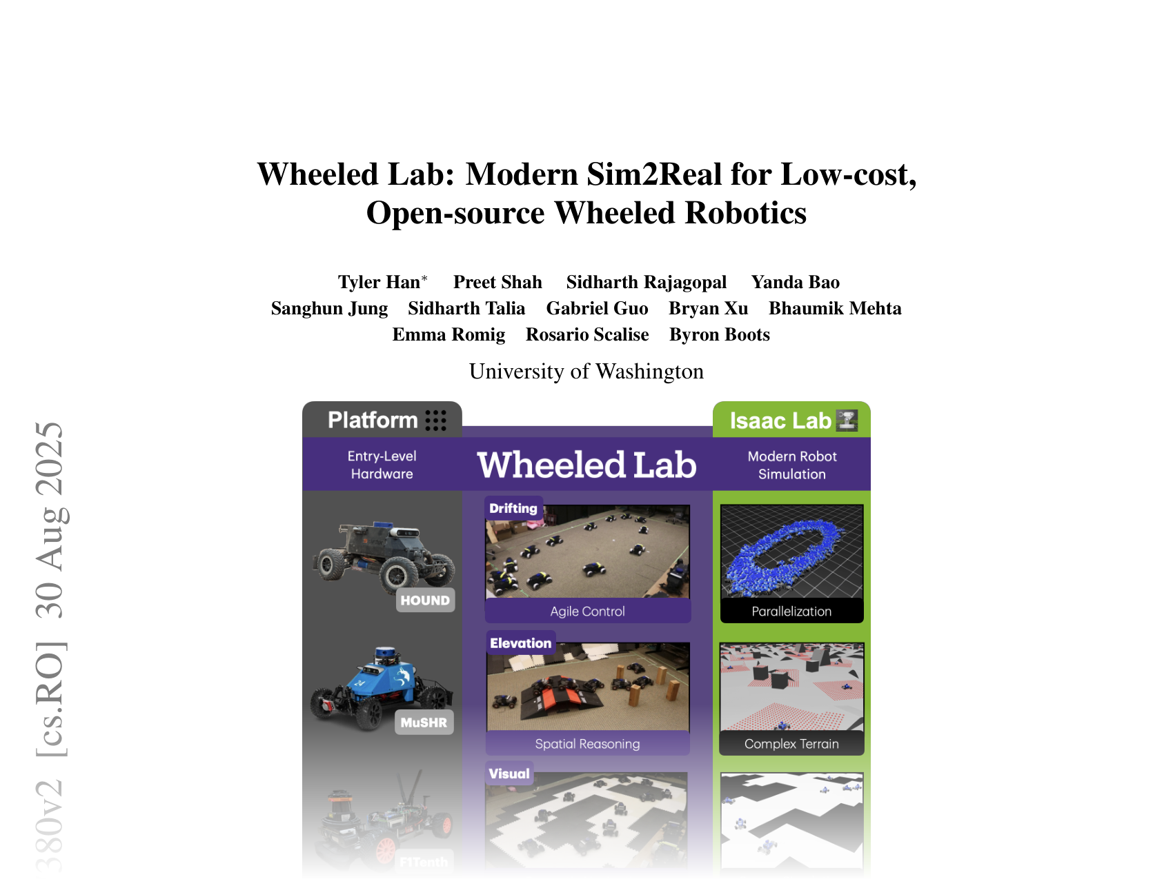 [Wheeled Lab: Modern Sim2Real for Low-cost, Open-source Wheeled Robotics 🔗](https://arxiv.org/abs/2502.07380)