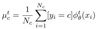 Equation 3 defining the class mean calculation.