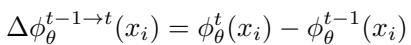 Equation 7 defining the embedding shift for a single sample between the old and current model.