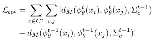 Equation 10 detailing the Covariance Calibration loss function.