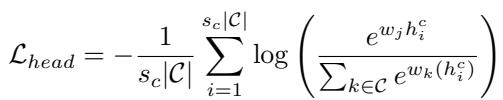 Equation 11 showing the cross-entropy loss used for post-hoc classifier alignment.