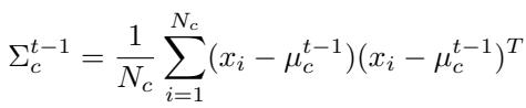 Equation 13 showing the calculation of the covariance matrix using the previous task&rsquo;s network.