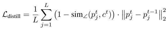 Equation 14 defining the self-distillation loss for patch tokens.