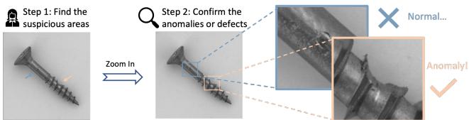 Figure 4. Simulation of visual anomaly inspection by humans.