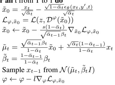 Algorithm 2 details the sampling process including the gradient updates.