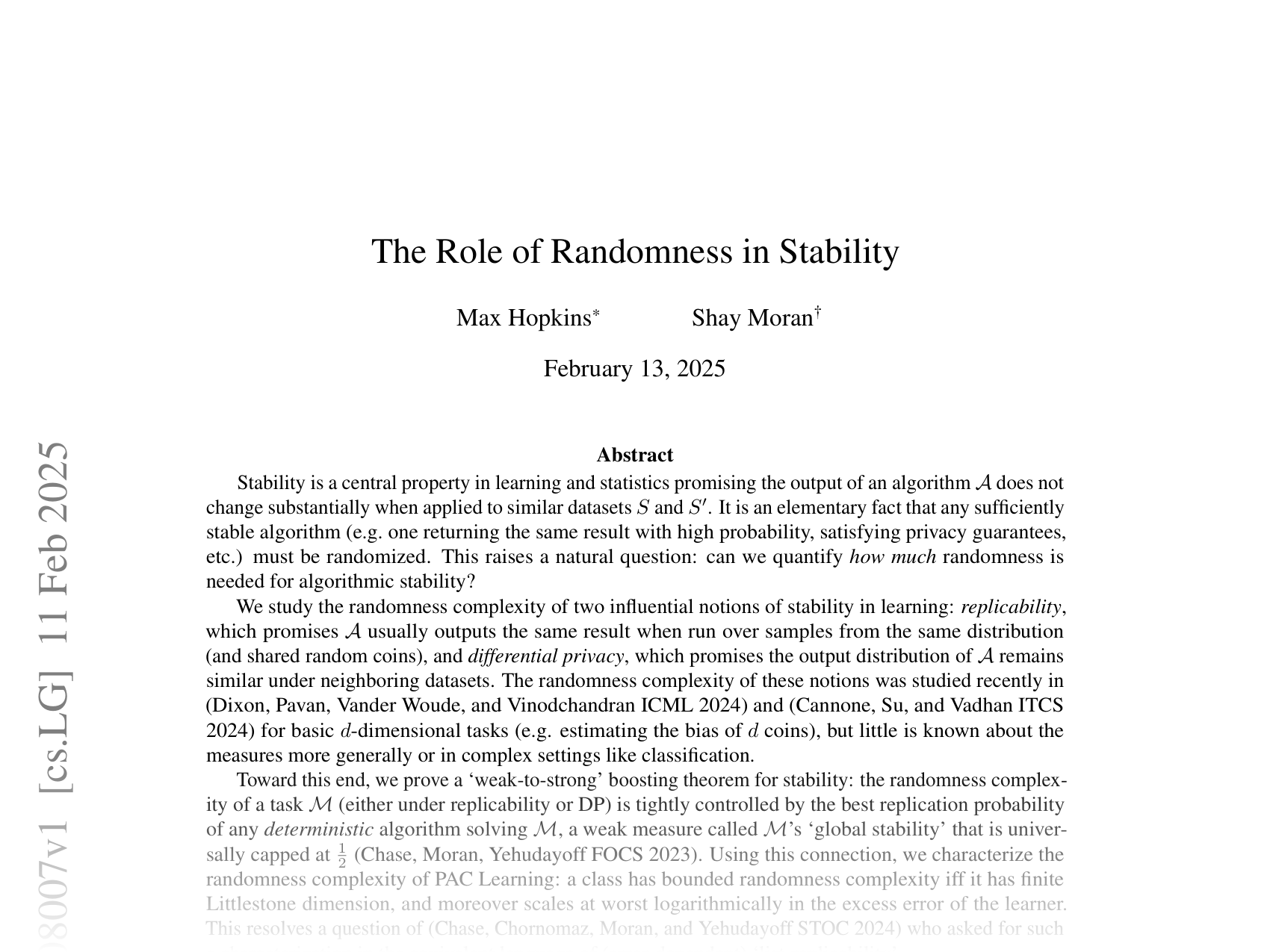 [The Role of Randomness in Stability 🔗](https://arxiv.org/abs/2502.08007)