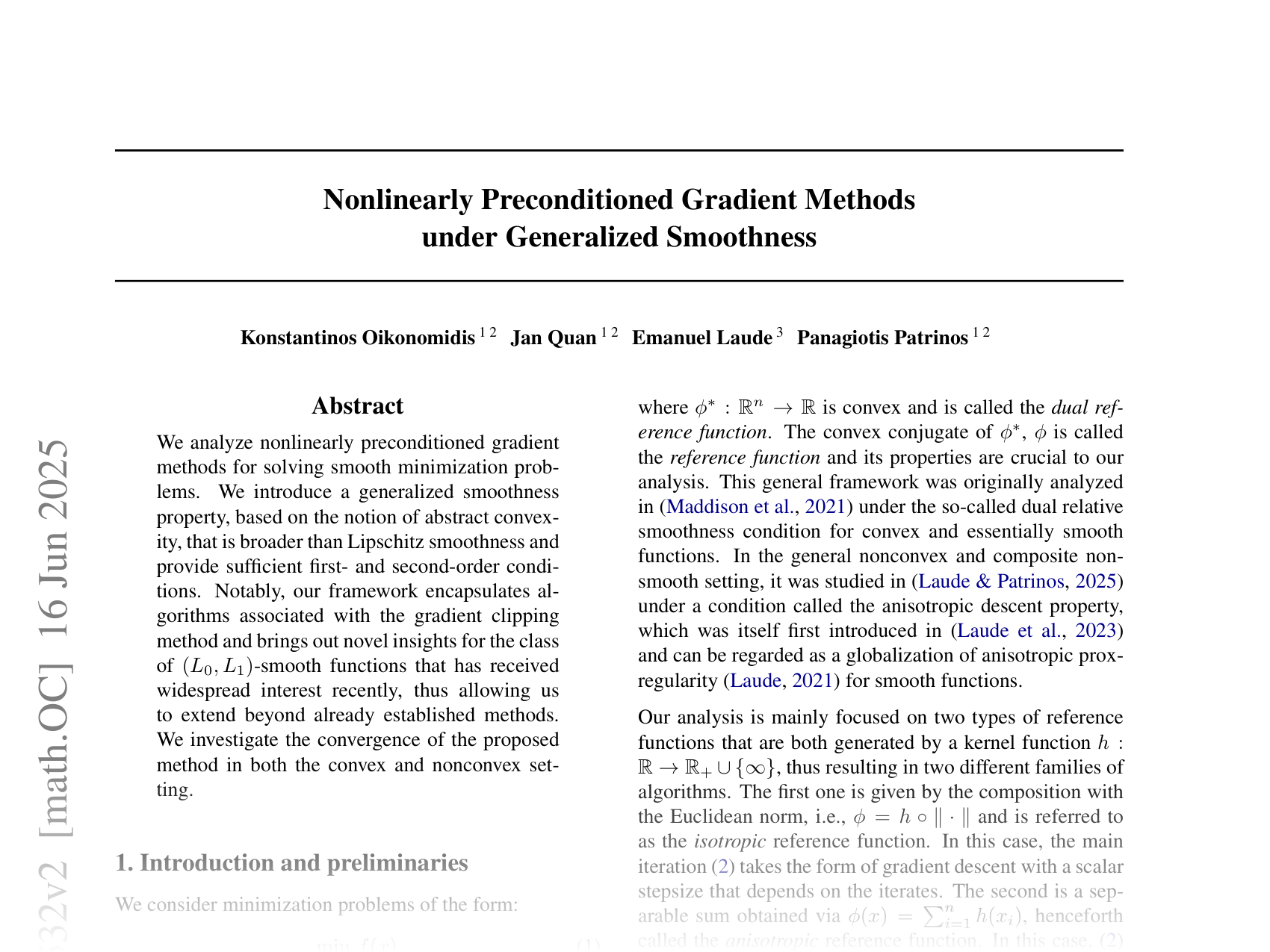 [Nonlinearly Preconditioned Gradient Methods 🔗](https://arxiv.org/abs/2502.08532)