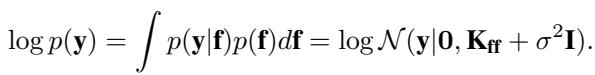 Log marginal likelihood integral.