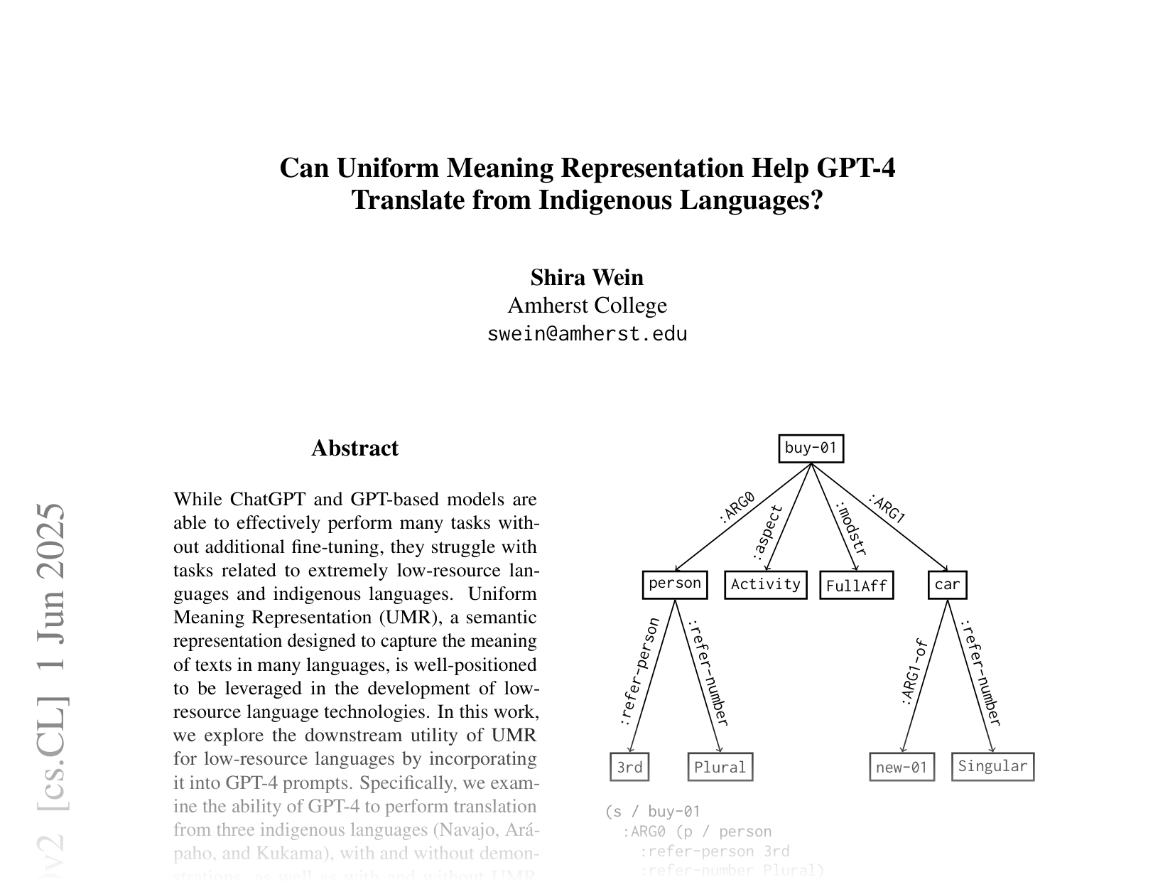 [Can Uniform Meaning Representation Help GPT-4 Translate from Indigenous Languages? 🔗](https://arxiv.org/abs/2502.08900)