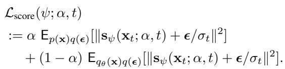 Score matching loss function