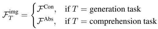 Equation 6 describing the selection of visual features based on task type.