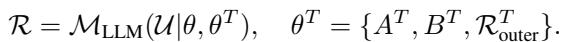 Equation 10: The H-LoRA formulation including the task-specific parameters.