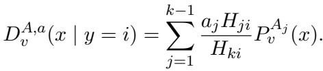 Equation showing the conditional distribution of x given y=i.