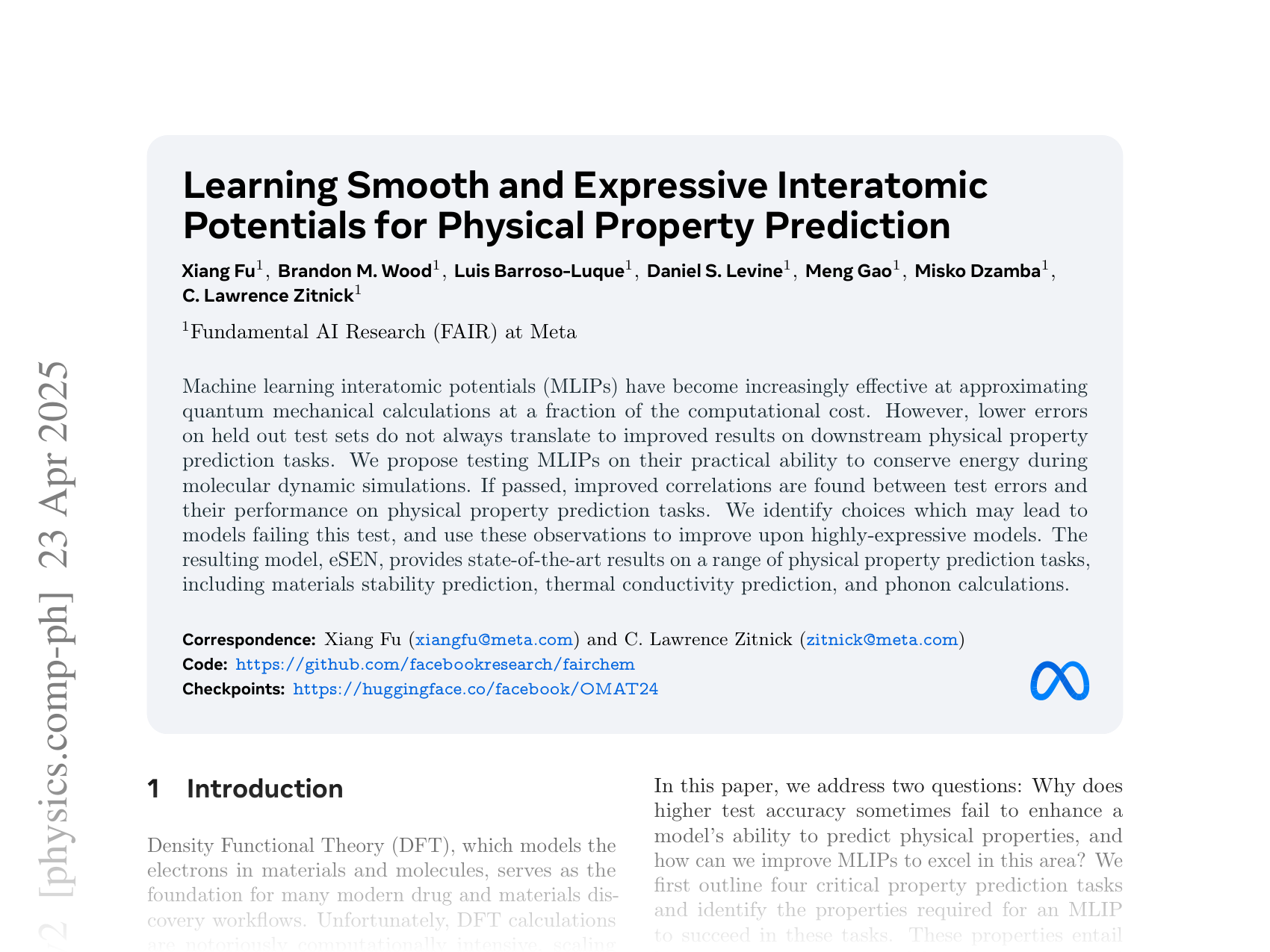 [Learning Smooth and Expressive Interatomic Potentials for Physical Property Prediction 🔗](https://arxiv.org/abs/2502.12147)