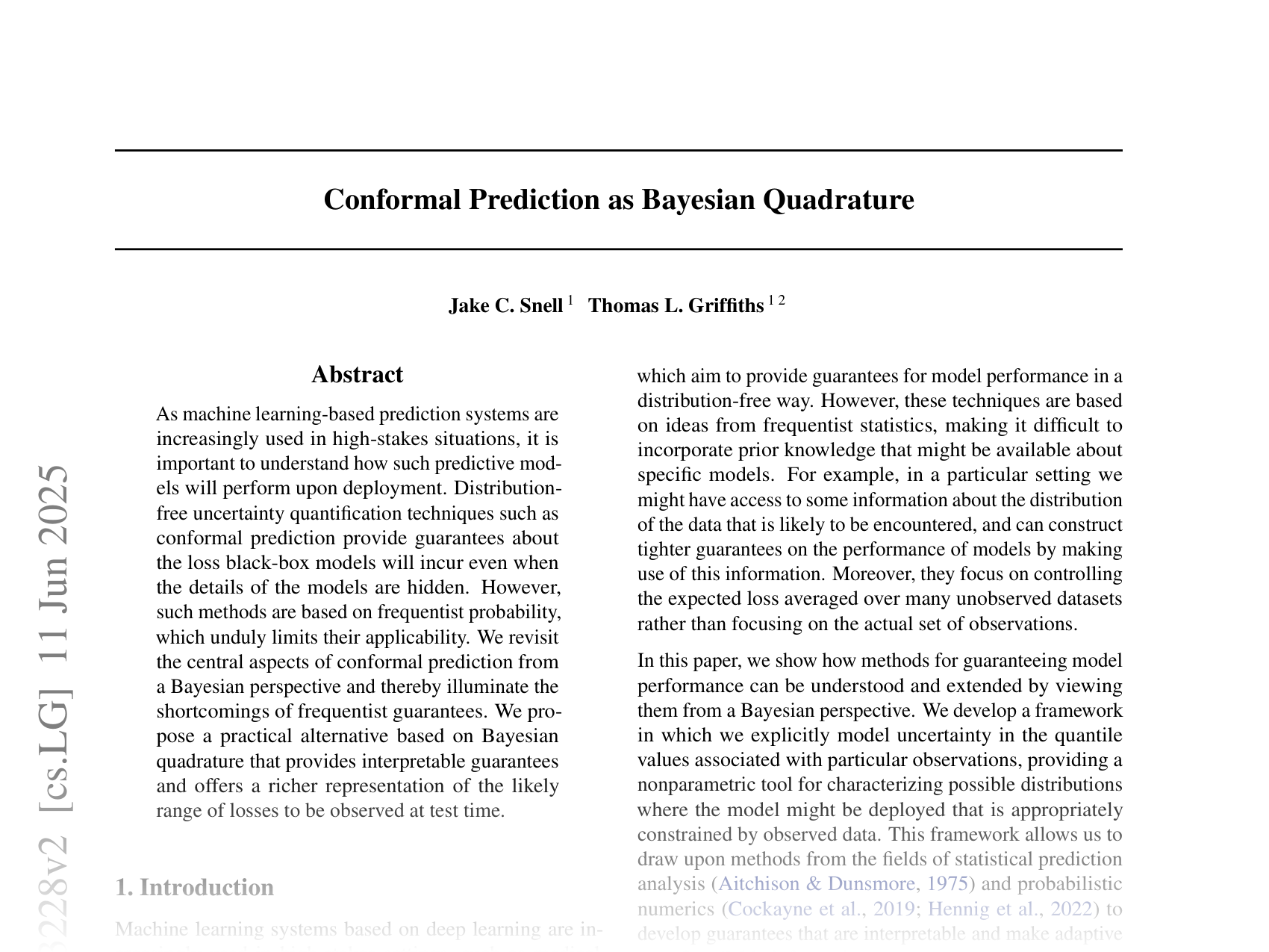 [Conformal Prediction as Bayesian Quadrature 🔗](https://arxiv.org/abs/2502.13228)