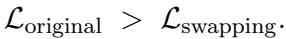 Equation showing that the original error is greater than the error after swapping to a monotonic order.