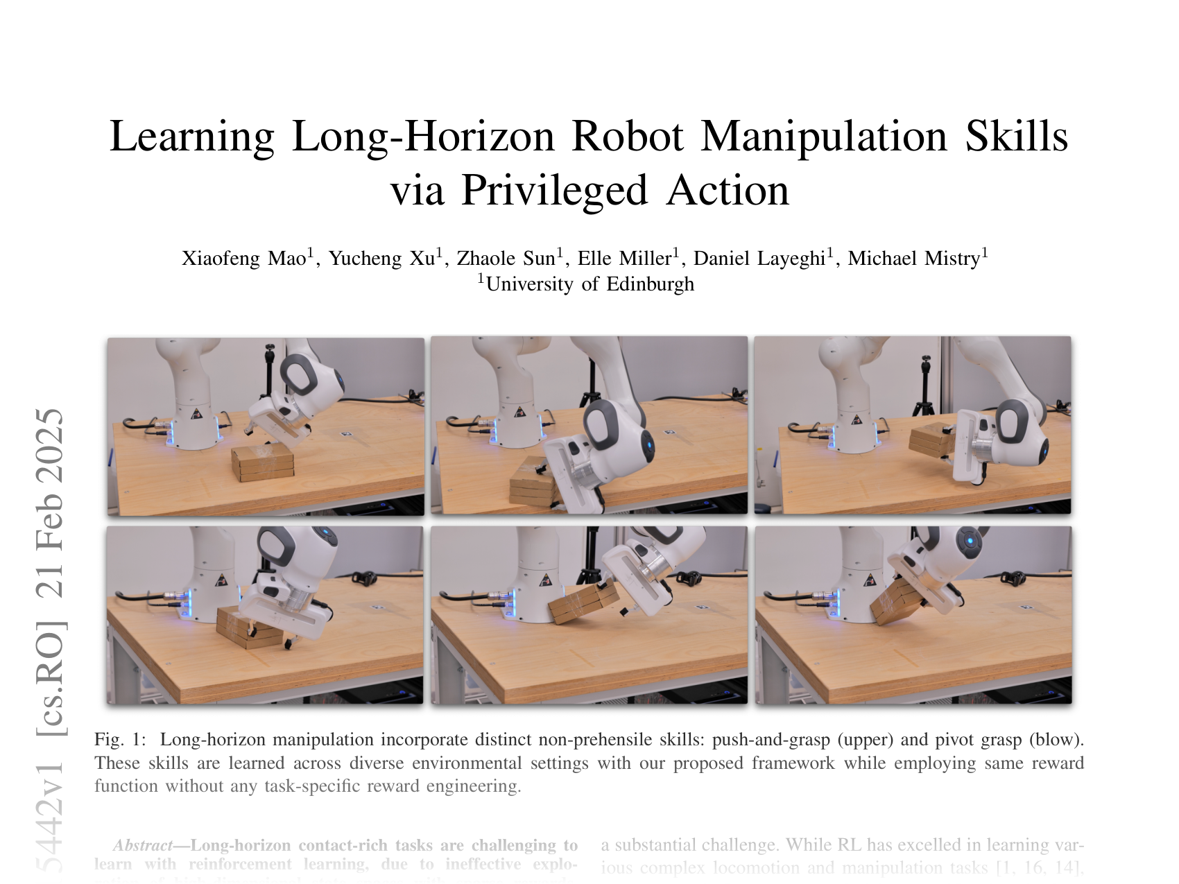 [Learning Long-Horizon Robot Manipulation Skills via Privileged Action 🔗](https://arxiv.org/abs/2502.15442)