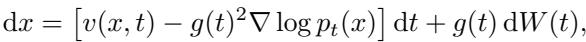 Standard Reverse SDE equation.