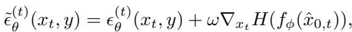 The modified noise prediction equation including the entropy gradient term.