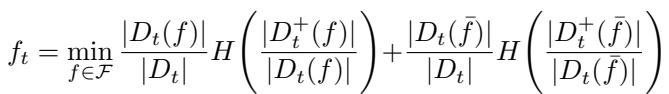 Equation for Information Gain maximization used in greedy splitting.
