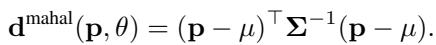 Equation for Mahalanobis distance.