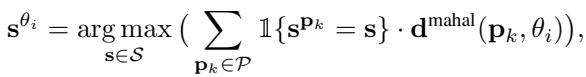 Equation for assigning semantic labels to Gaussians.