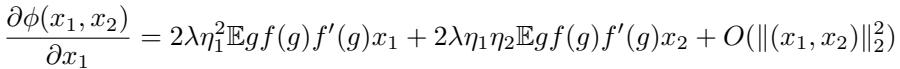 Taylor expansion of the gradient near zero correlation.