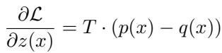 Equation for gradient of distillation loss