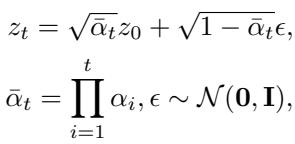 Equation for the diffusion forward process.