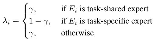 Equation for Lambda selection based on expert type.