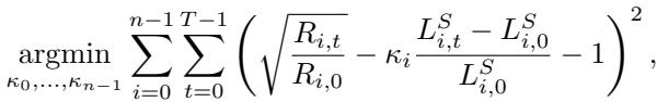 Equation for optimizing correction factors to align real and sim sensor data.