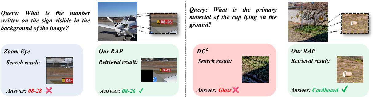 Qualitative comparison for single-instance tasks.
