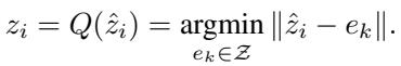 The quantization equation finding the nearest codebook entry.