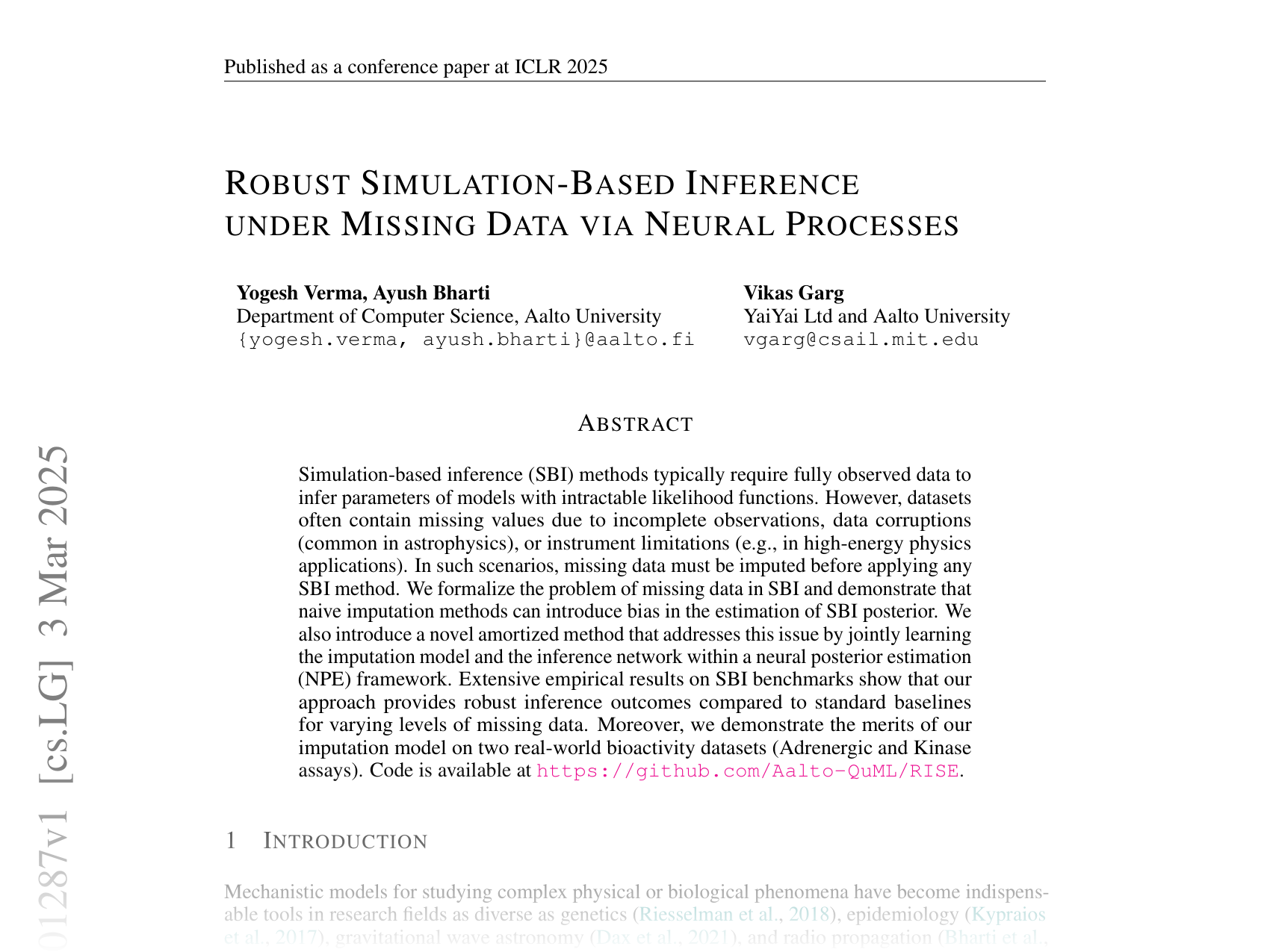 [ROBUST SIMULATION-BASED INFERENCE UNDER MISSING DATA VIA NEURAL PROCESSES 🔗](https://arxiv.org/abs/2503.01287)